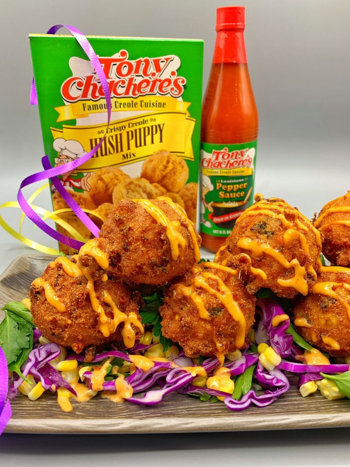 Fire Roasted Corn, Poblano & Crawfish Hush Puppies (1) Fire Roasted Corn, Poblano, Crawfish Hush Puppies