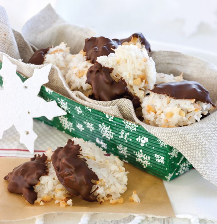 chocolate-dipped-coconut-cashew-macaroons