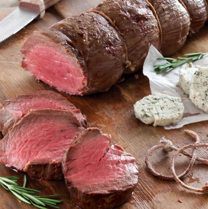 Easy-Roasted-Beef-Tenderloin-with-Rosemary-Black-Pepper-Butter Roasted Beef Tenderloin