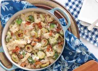 Mac and Cheese with Bacon and Brussels Sprouts