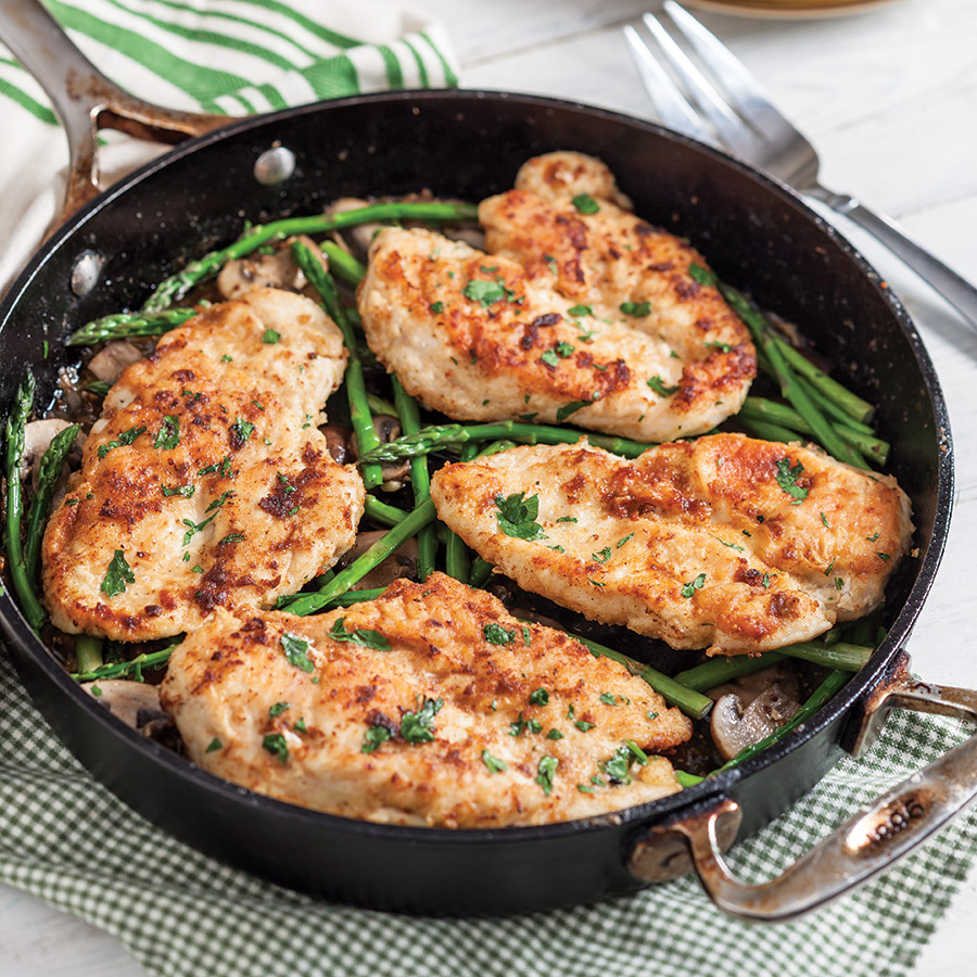 Chicken Cutlets with Asparagus and Mushrooms - Taste of the South