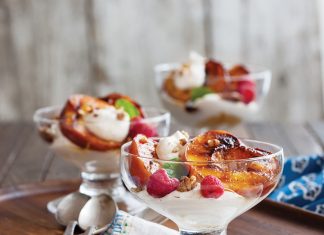 Grilled Peach Parfaits with Bourbon Whipped Cream Grilled Peach Parfait with Bourbon Whipped Cream