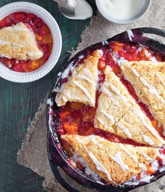 Apricot-Raspberry Cobbler with Buttermilk Biscuits