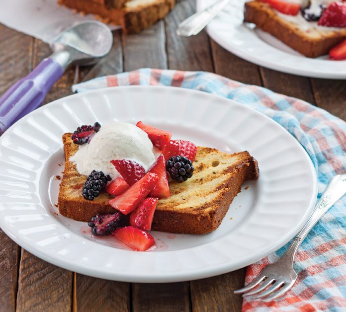 Grilled Browned Butter Pound Cake with Berries