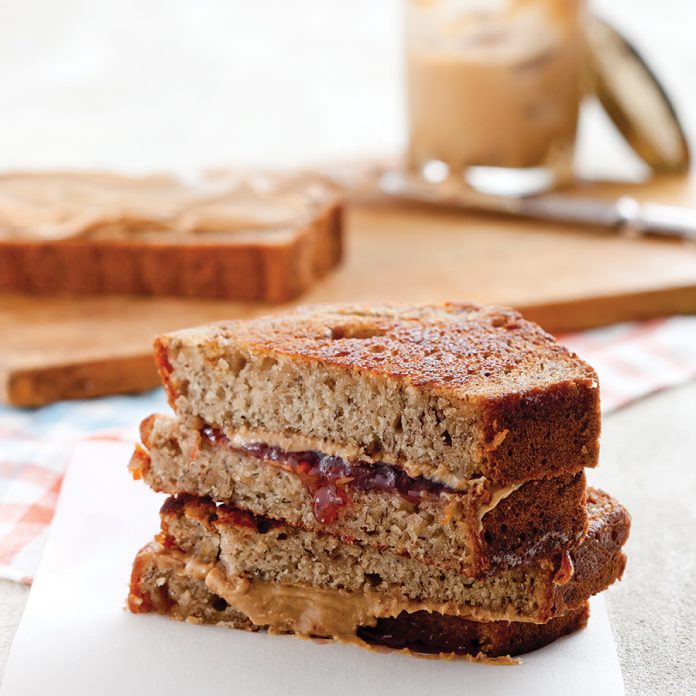 Grilled Peanut Butter and Banana Bread Sandwiches