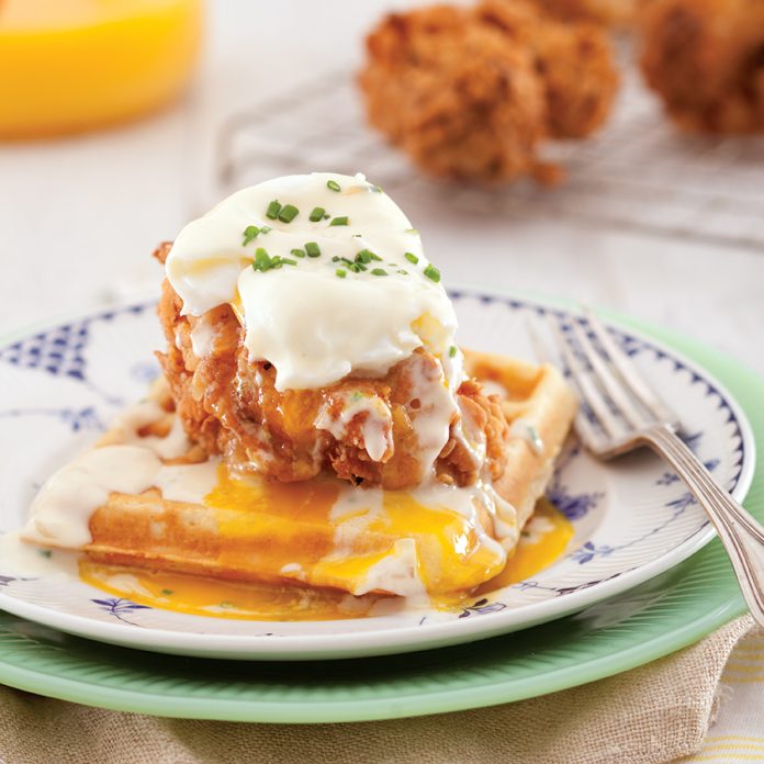 ChixWaffleEgg547JOH Chicken and Cornbread Waffles