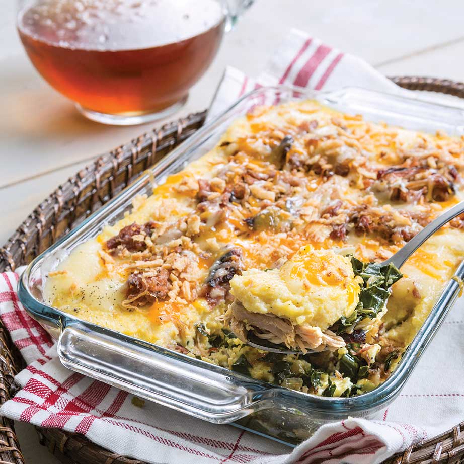 Smoked Pork Grits and Greens Casserole