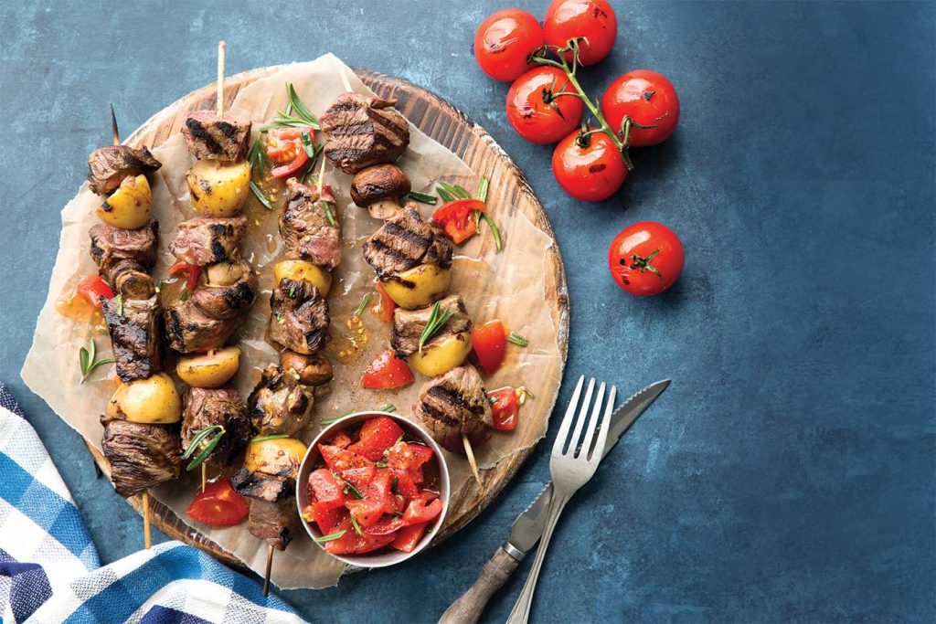 Steak & Potato Kabobs with Balsamic Tomatoes