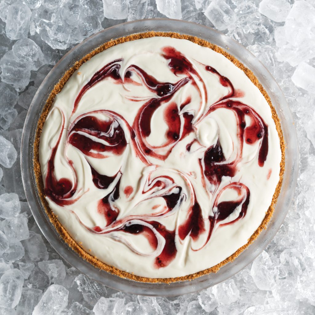 Lemon Blackberry Swirled Icebox Pie