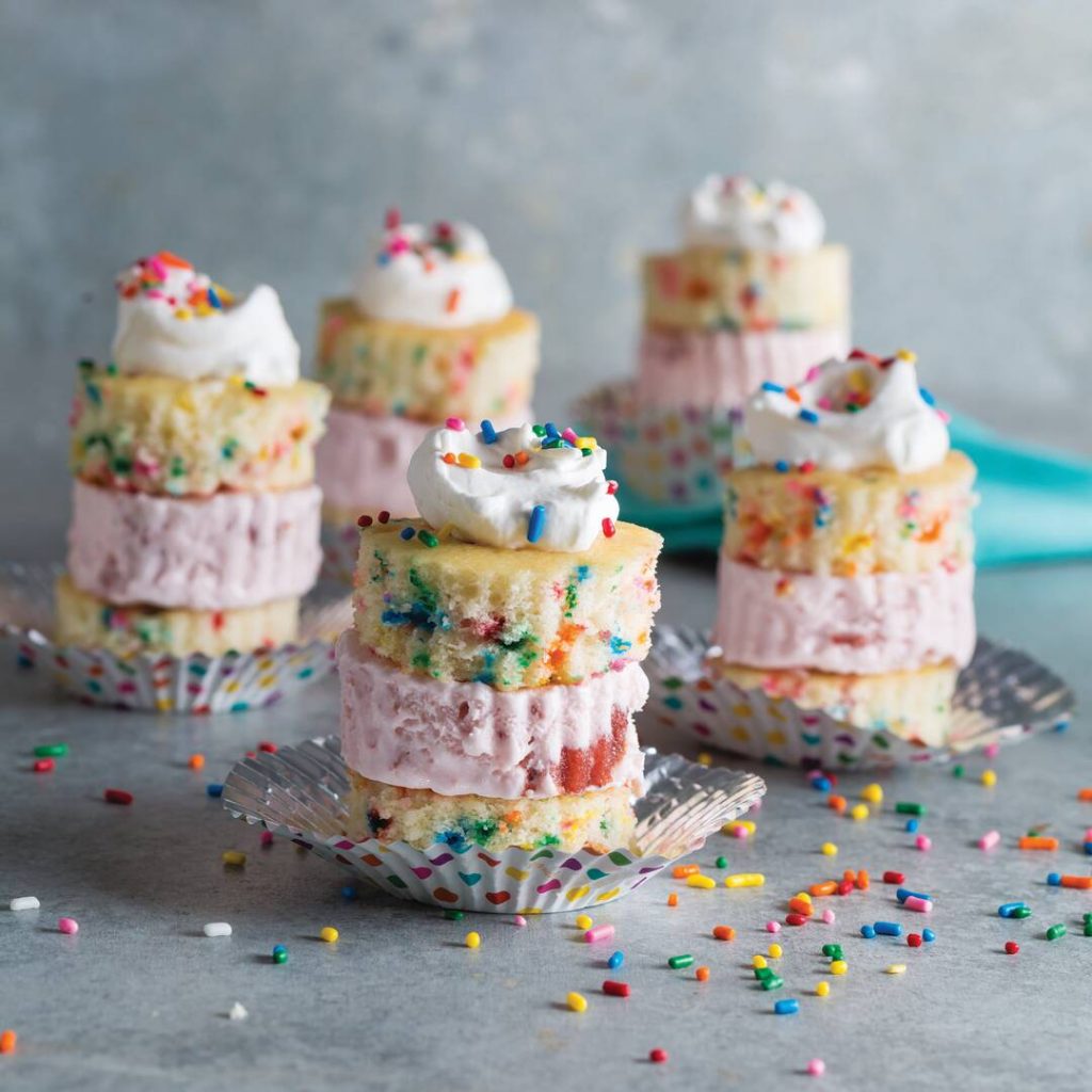 Miniature Rainbow Sprinkle Ice Cream Cakes