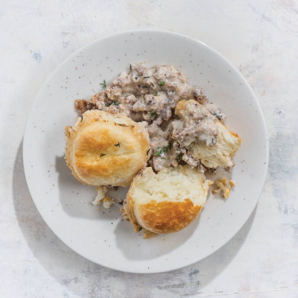 Biscuits and Sausage Gravy Cobbler