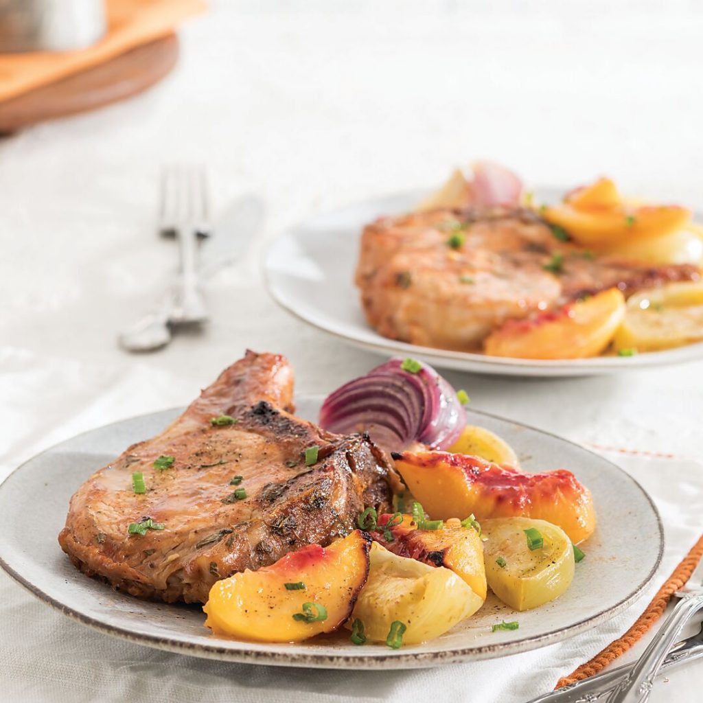 Barbecue Pork Chops Sheet Pan Supper