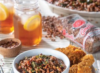 Bourbon-Bacon Field Peas with Collards