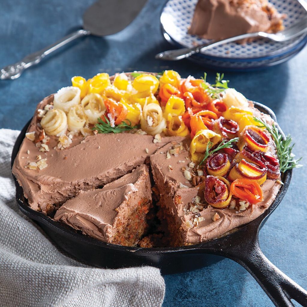 Skillet Carrot Cake with Chocolate Frosting