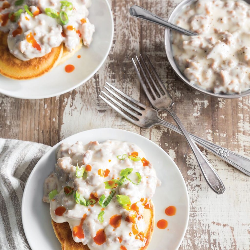 Hoecakes with Spicy Sausage Gravy