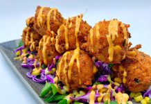 Let the Good Times Roll with Flavor This Mardi Gras Fire Roasted Corn, Poblano, & Crawfish Hush Puppies