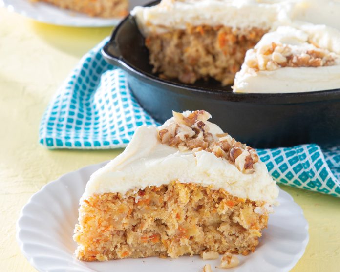 White Chocolate–Carrot Skillet Cake