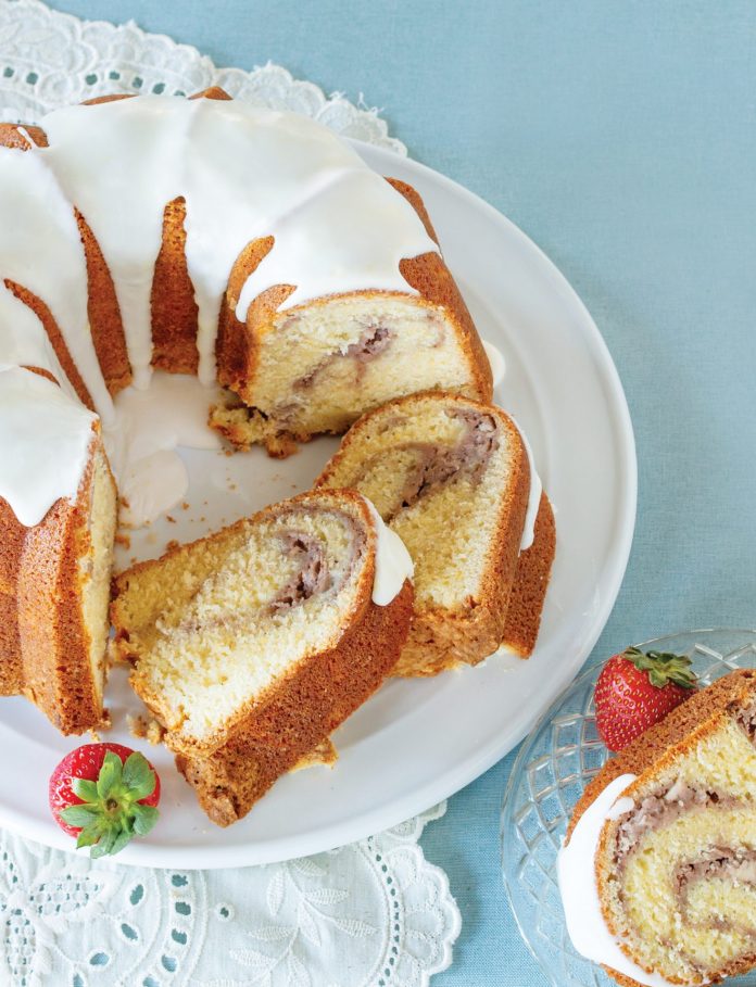 Strawberry Cream Cheese–Swirled Lemon Cornmeal Pound Cake