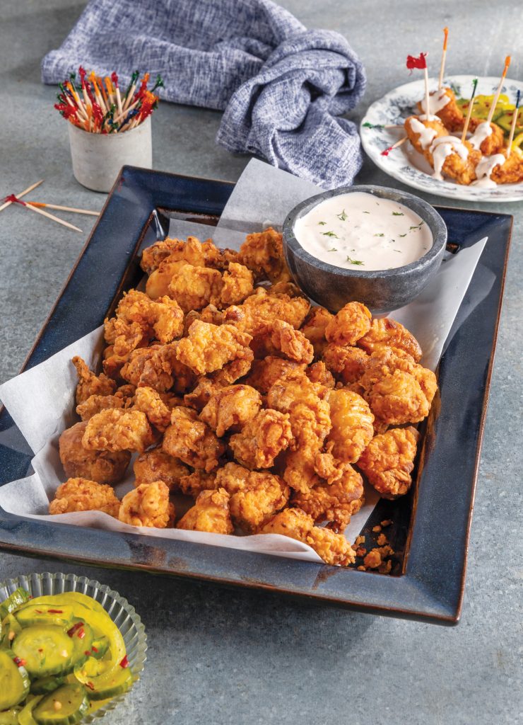 Hot Sauce–Brined Popcorn Chicken with Bread-and-Butter Pickles