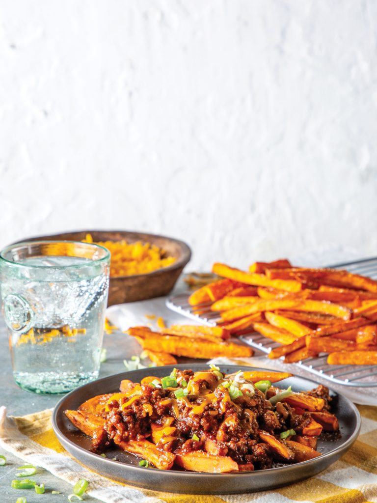 Chili Cheese Sweet Potato Fries
