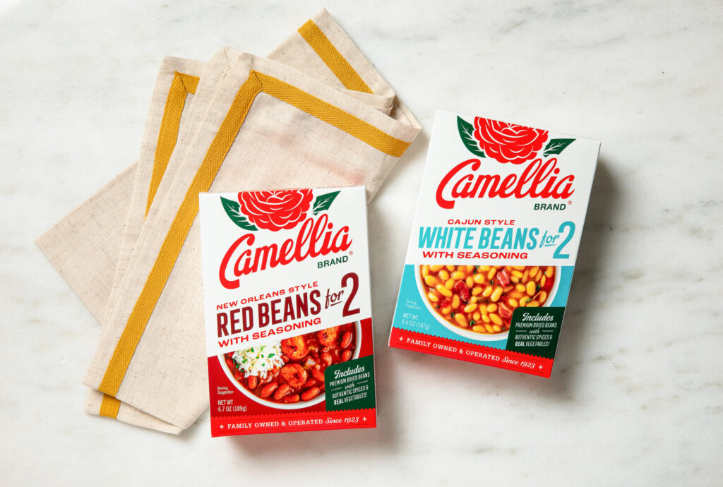 Camellia Beans for 2, red beans and white beans side-by-side