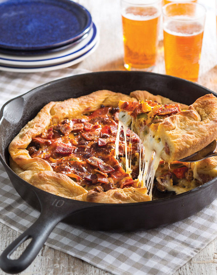 Bacon Sausage Deep Dish Pizza