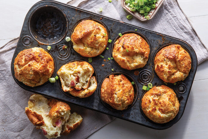 Savory and tangy, these Bacon and Goat Cheese Popovers will elevate any of your winter meals.