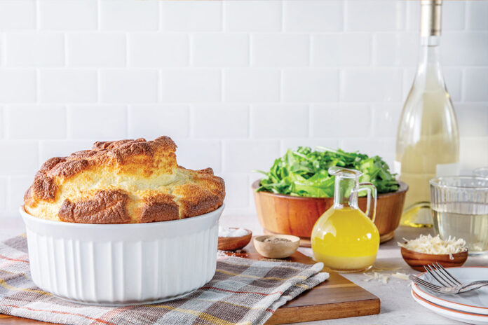 Recipe-Cheese-Souffle Gruyère and Parmesan cheeses shine in this classic Cheese Soufflé.