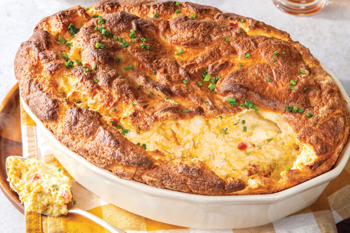 Savory and smooth, this yummy Pimiento Cornmeal Soufflé will become a suppertime staple.