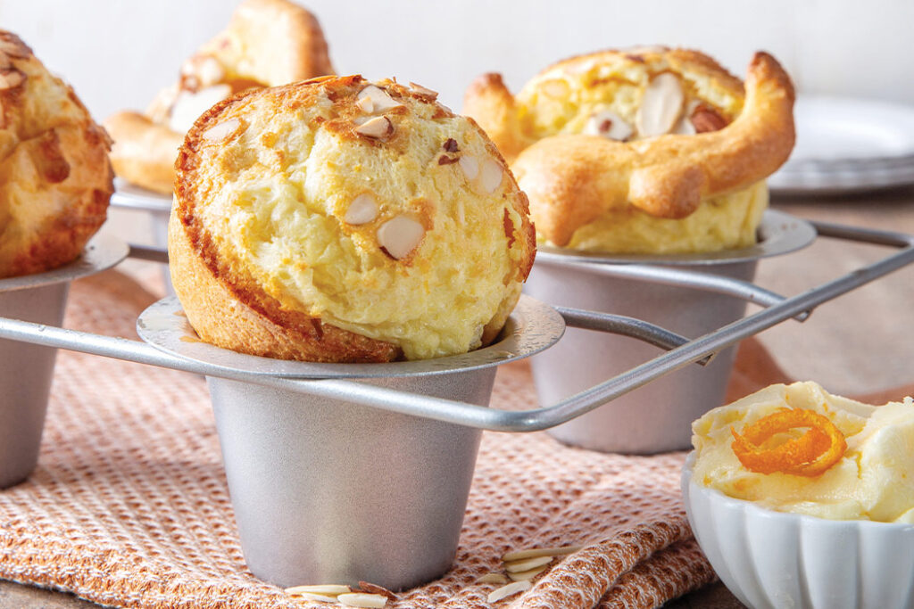 Crunchy almonds and sweet citrus make these tasty Orange Almond Popovers perfect for the season, especially served with our bright and zesty Orange Butter.