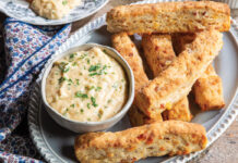 Cheesy Bacon Biscuit Sticks with Cornmeal Gravy Cheesy Bacon Biscuit Sticks with Cornmeal Gravy