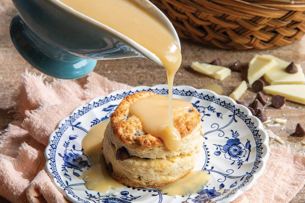 Chocolate Chip Biscuits with White Chocolate Gravy