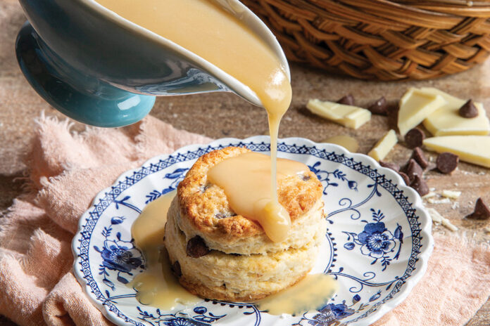 Chocolate Chip Biscuits with White Chocolate Gravy