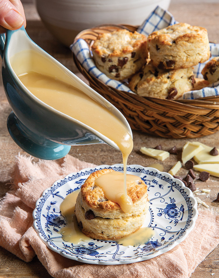 Chocolate Chip Biscuits with White Chocolate Gravy