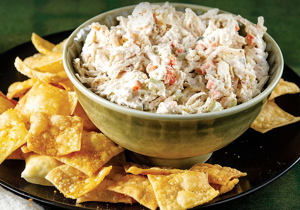 Chicken Salad with Dumpling Crackers is a flavor explosion waiting to happen. Crispy dumpling wrappers makes this a wonderful salad you can share with friends.