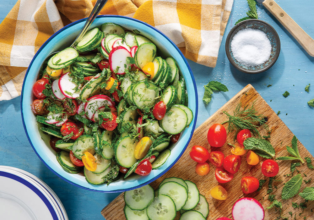 Summer means firing up the grill, and salads like our Herbed Cucumber Salad is the perfect companion to your favorite grilled meats.