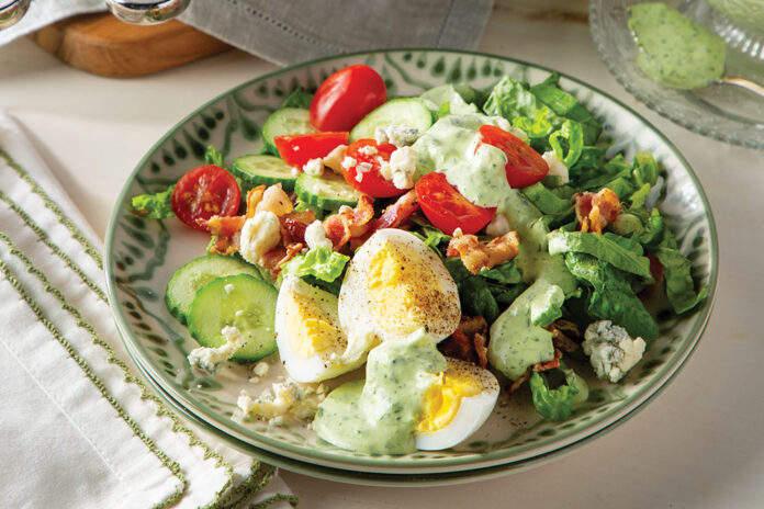 Our Green Goddess Cobb Salad takes the classic up a notch with a creamy herb dressing. It’s a refreshing salad perfect for a light summer lunch.