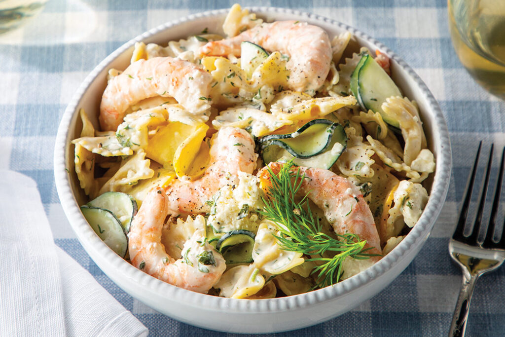 Dive into summer with our Creamy Shrimp Pasta Salad! Succulent shrimp mingle with pasta in a dreamy dressing kissed with lemon and dill.