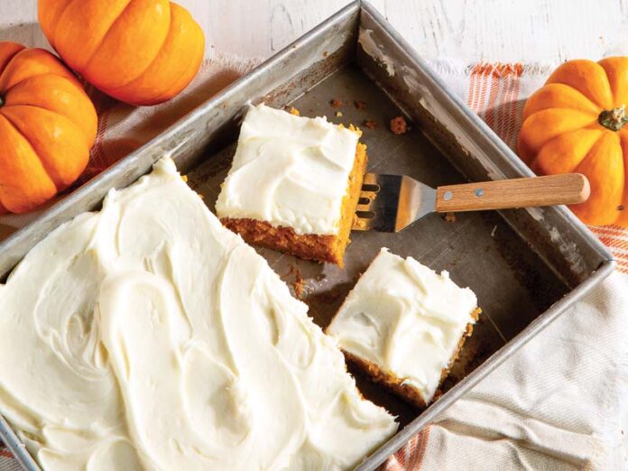 Pumkin Cake 11024Web Pumpkin Sheet Cake with Cream Cheese Icing