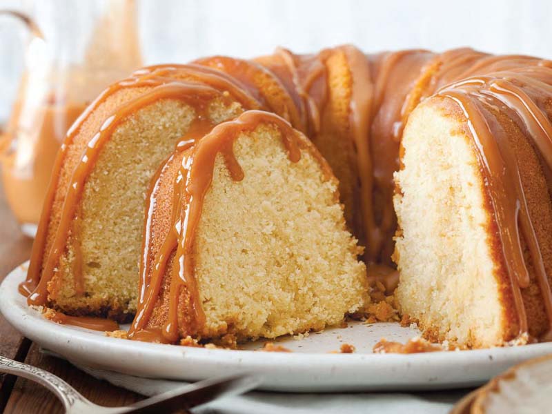 Vanilla Bundt Cake with Caramel Sauce