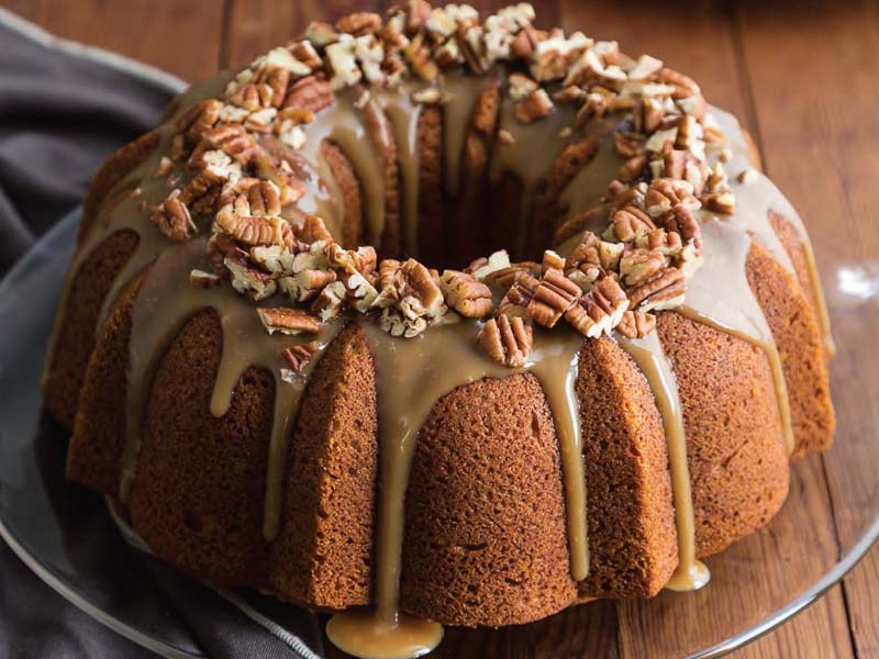 Pumpkin Bundt Cake with Toffee Sauce