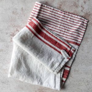 Red Stripe Linen Hand Towel