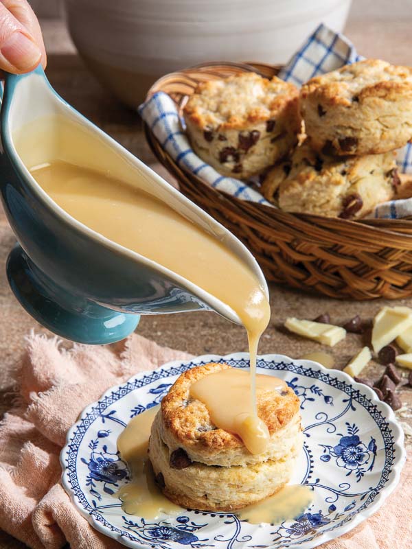 Chocolate Chip Biscuits with White Chocolate Gravy