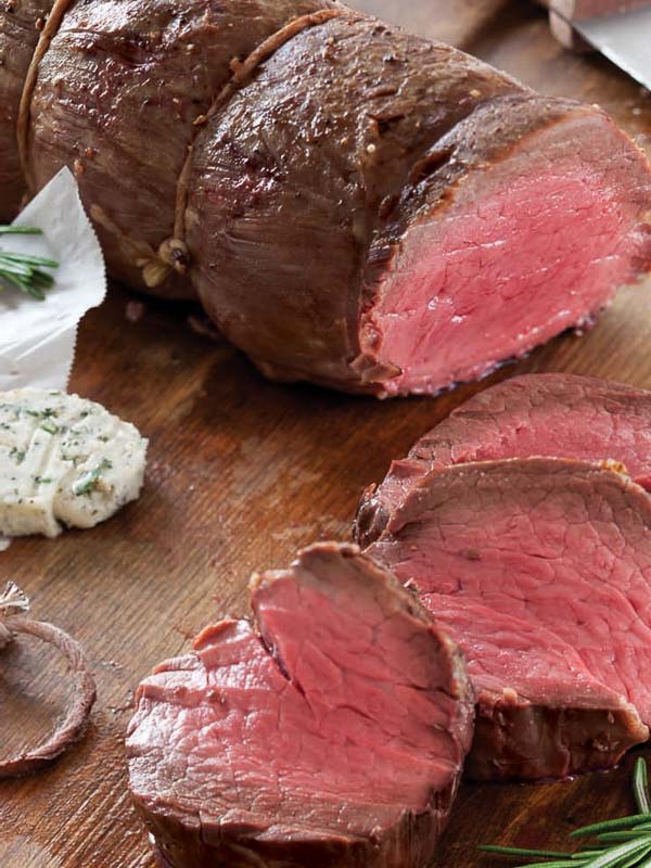 Easy Roasted Beef Tenderloin with Rosemary Black Pepper Butter