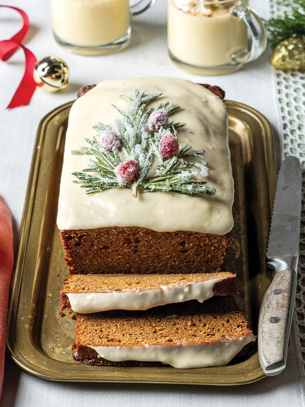 Gingerbread Loaf Cake with Eggnog Glaze