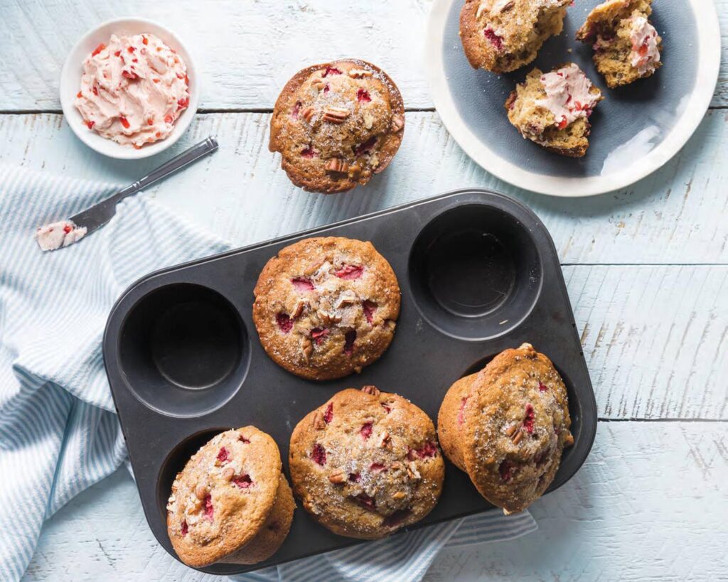 Strawberry-Pecan Muffins with Strawberry Butter