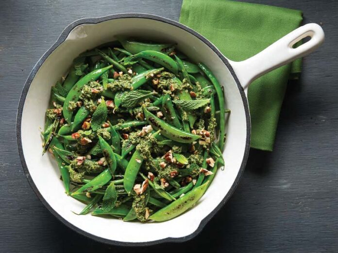 tassouus180301_article_038_01_092Web Blistered Beans and Sugar Snap Peas with Arugula Pesto