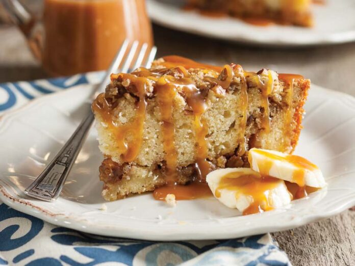 Caramel Pecan Banana Coffee Cake