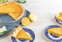 New Ways with Chess Pie New Ways with Chess Pie Chess Pie with three slices taken out on plates and lemons