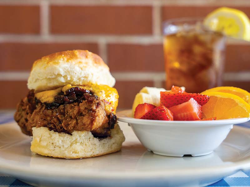 H&H Soul Food Chicken Biscuit and Fruit
